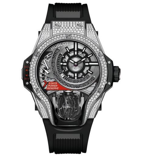 Hublot Replica 909.NX.1120.RX.1704 MP-09 Tourbillon Bi-Axis Titanium Pave watch